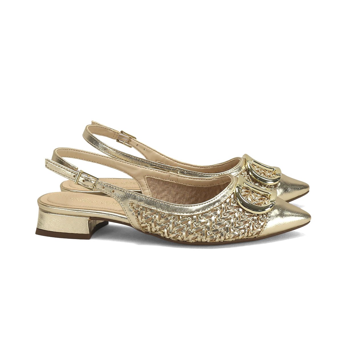 Scarpin Slingback Napa Ouro Light 3cm