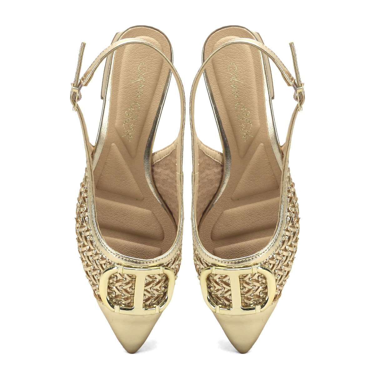 Scarpin Slingback Napa Ouro Light 3cm Dourado 2