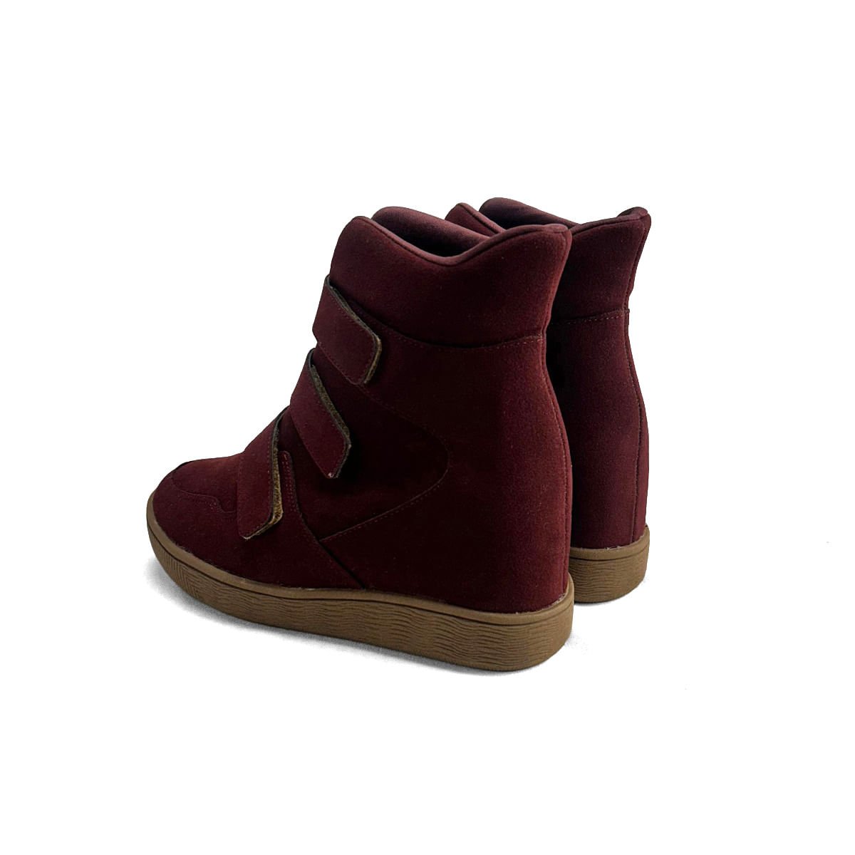 Sneaker Camurça Vinho Salto Plataforma Velcro Vinho 3