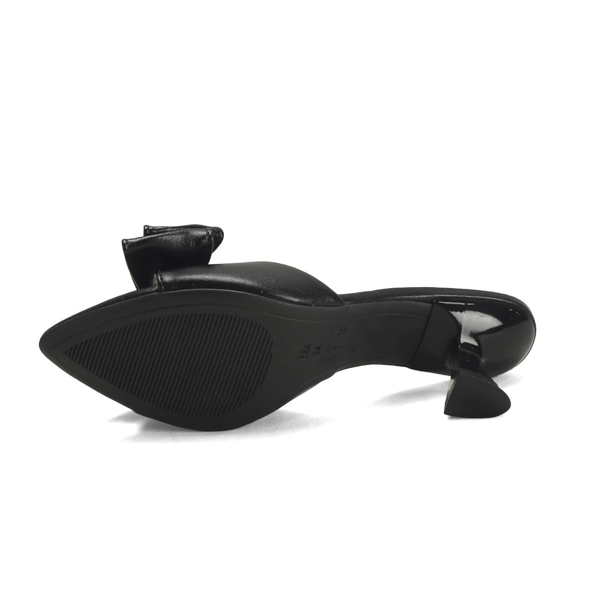 Mule Salto Taça Laço Preto Napa 6,5cm Preto 5