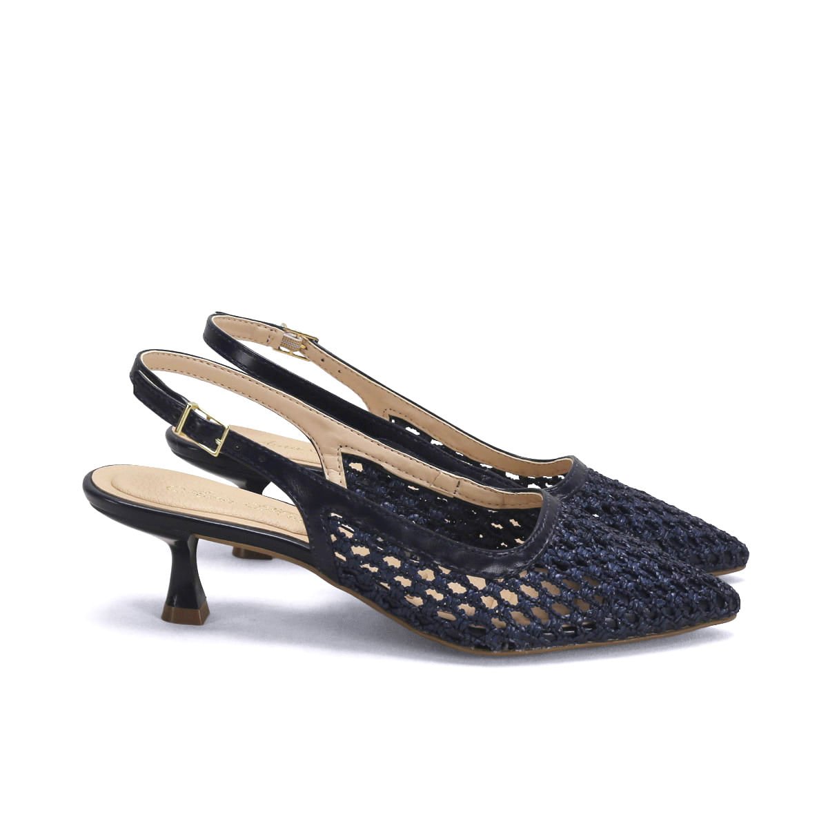 Scarpin Slingback Tressê Marinho 5,5cm