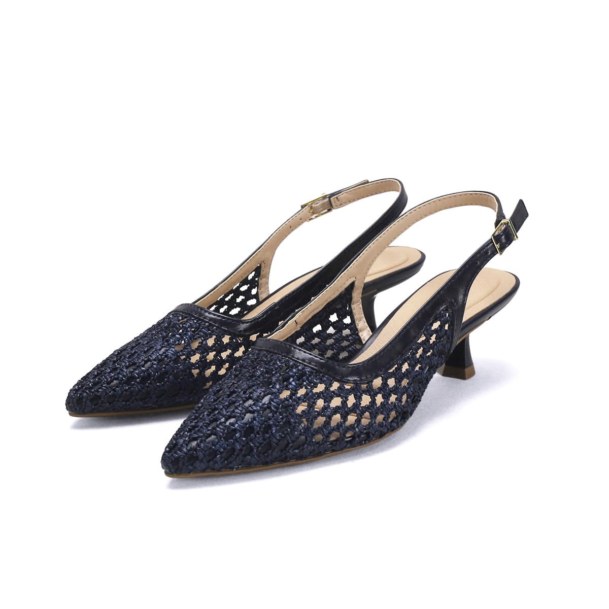 Scarpin Slingback Tressê Marinho 5,5cm Azul 2