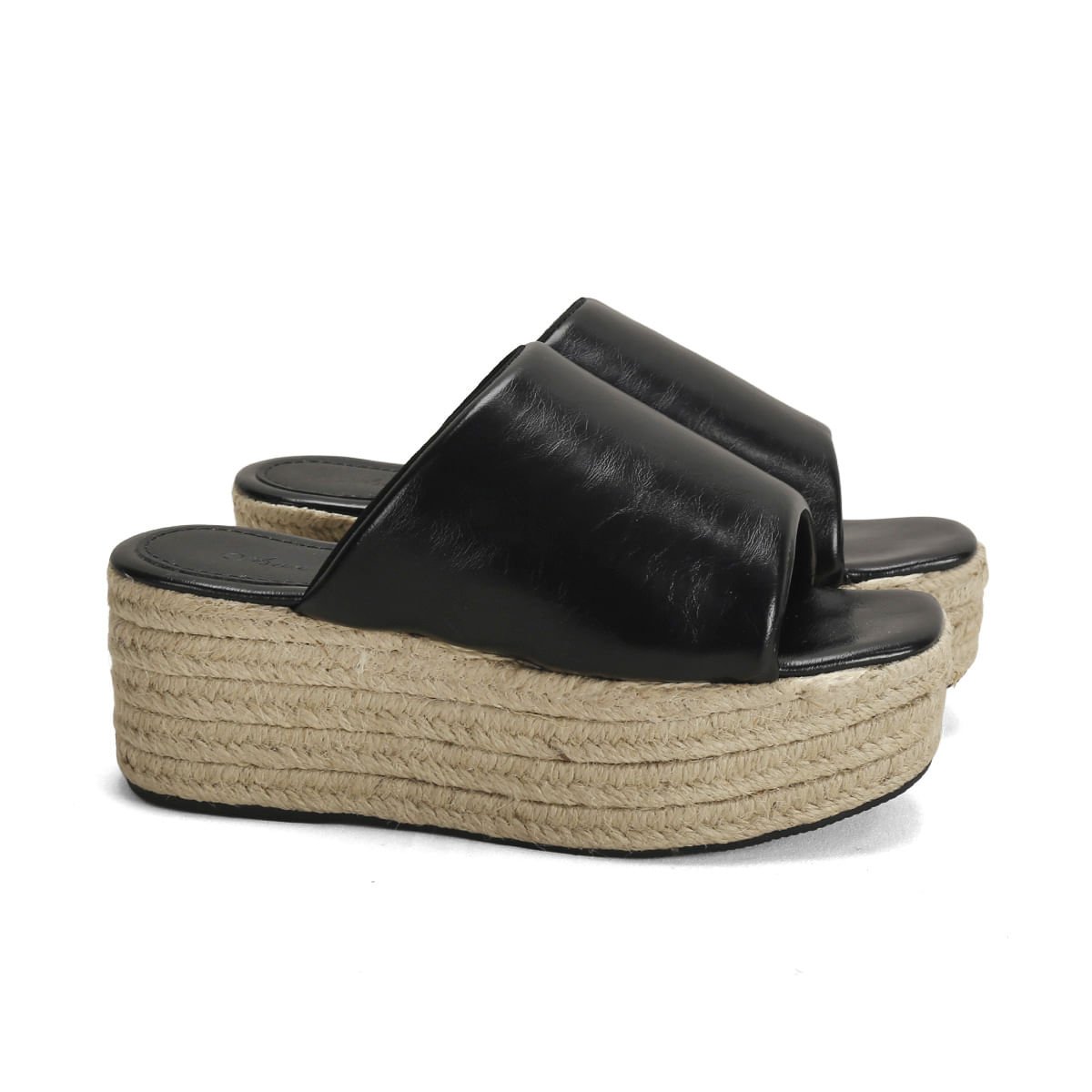 Tamanco Salto Corda Preto Napa 7cm Confortável