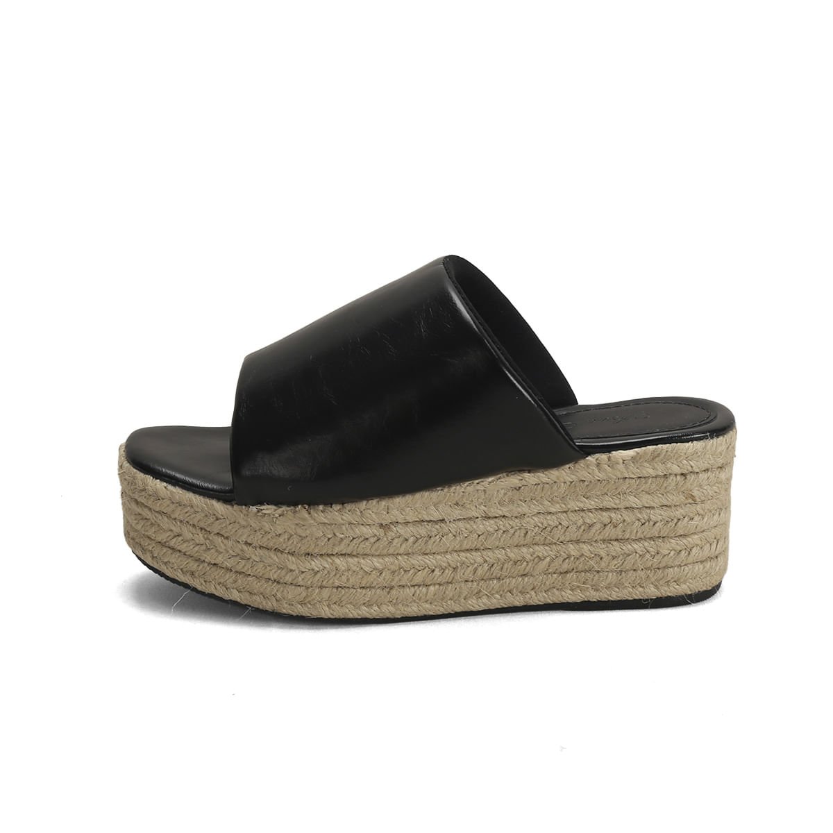 Tamanco Salto Corda Preto Napa 7cm Confortável Preto 4