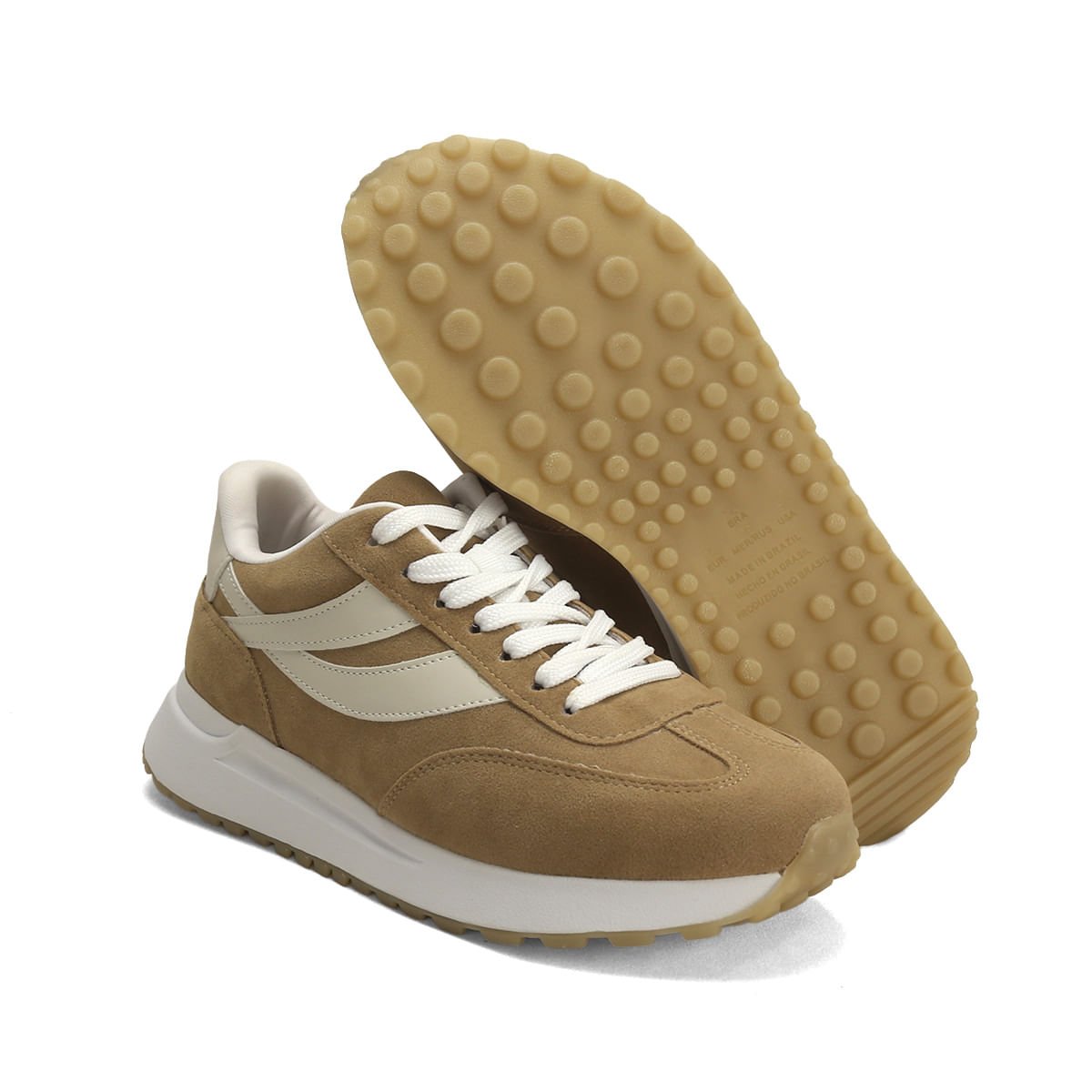 Tênis Casual Bicolor Feminino Super Macio Ana Mello Bege 2