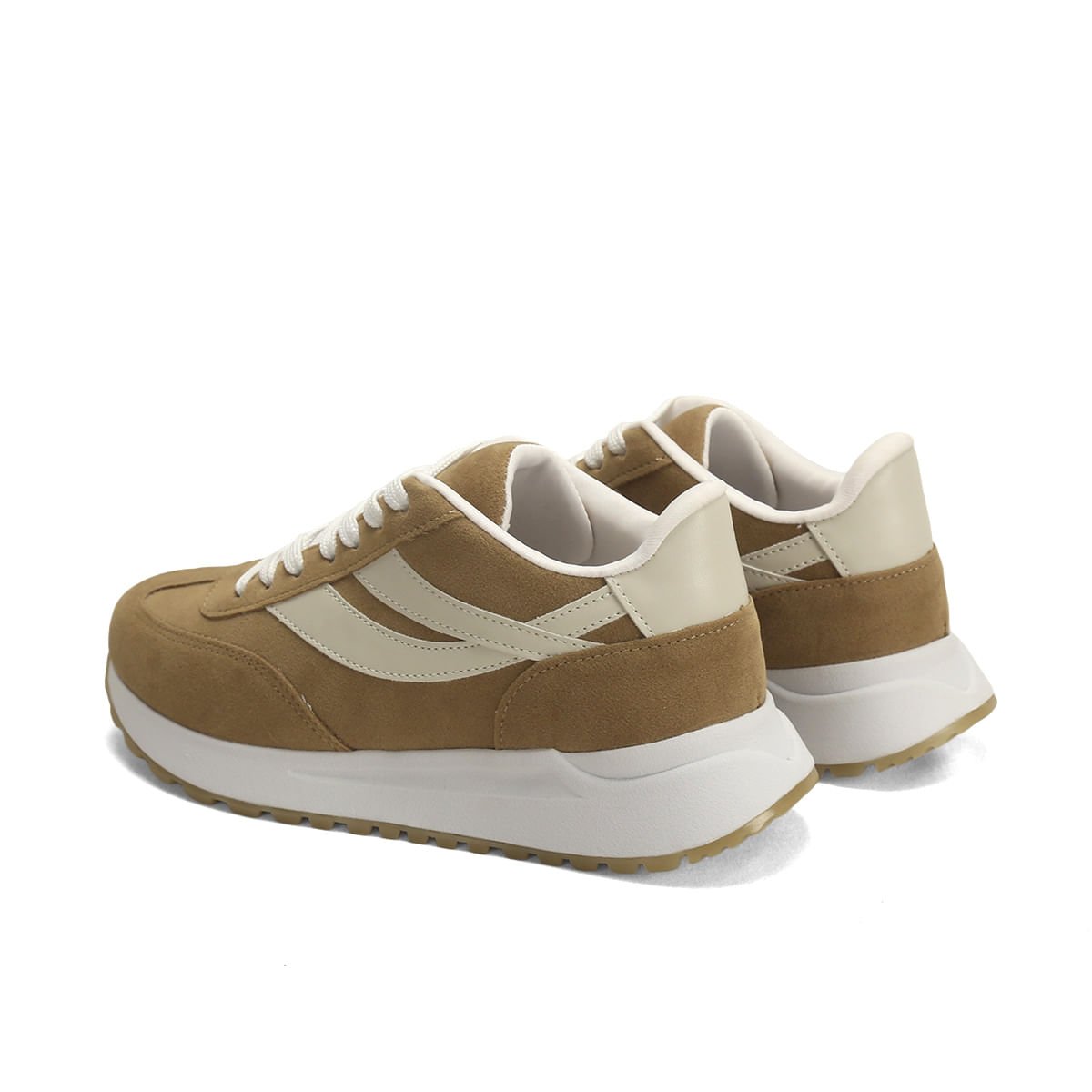 Tênis Casual Bicolor Feminino Super Macio Ana Mello Bege 3