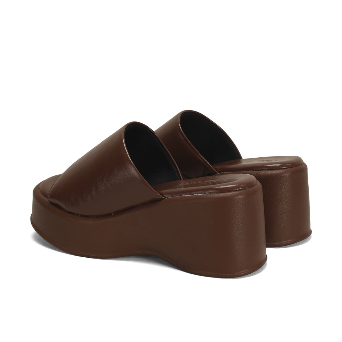 Slide Flatform Napa Café 8cm Salto Alto Confortável Marrom 3