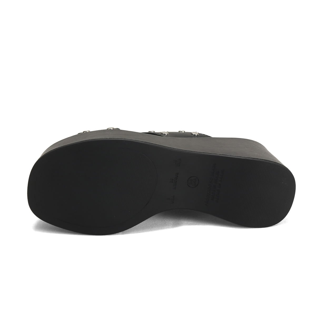 Tamanco Napa Preto Tiras Tachas Salto Plataforma 8,5cm Preto 5