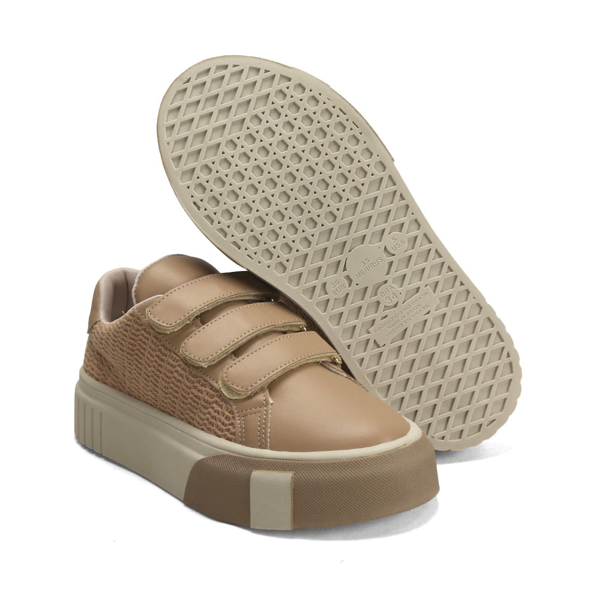 Tênis Velcro Napa Ana Mello Trama Casual Bege 2