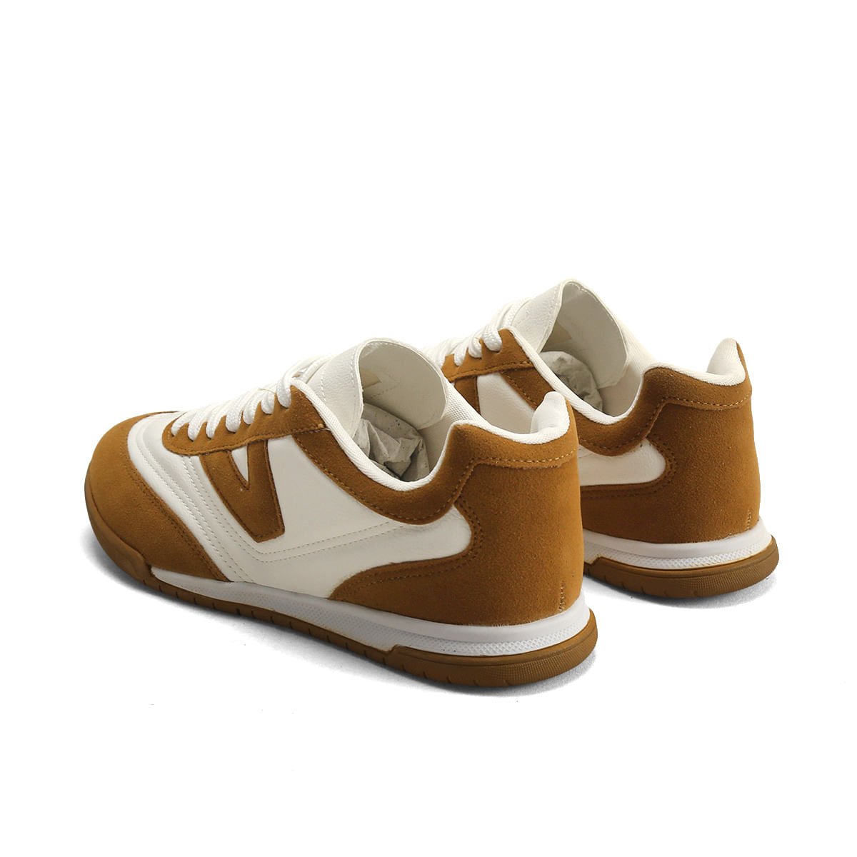 Tênis Casual Bicolor Feminino Super Macio Ana Mello Branco/Caramelo 3