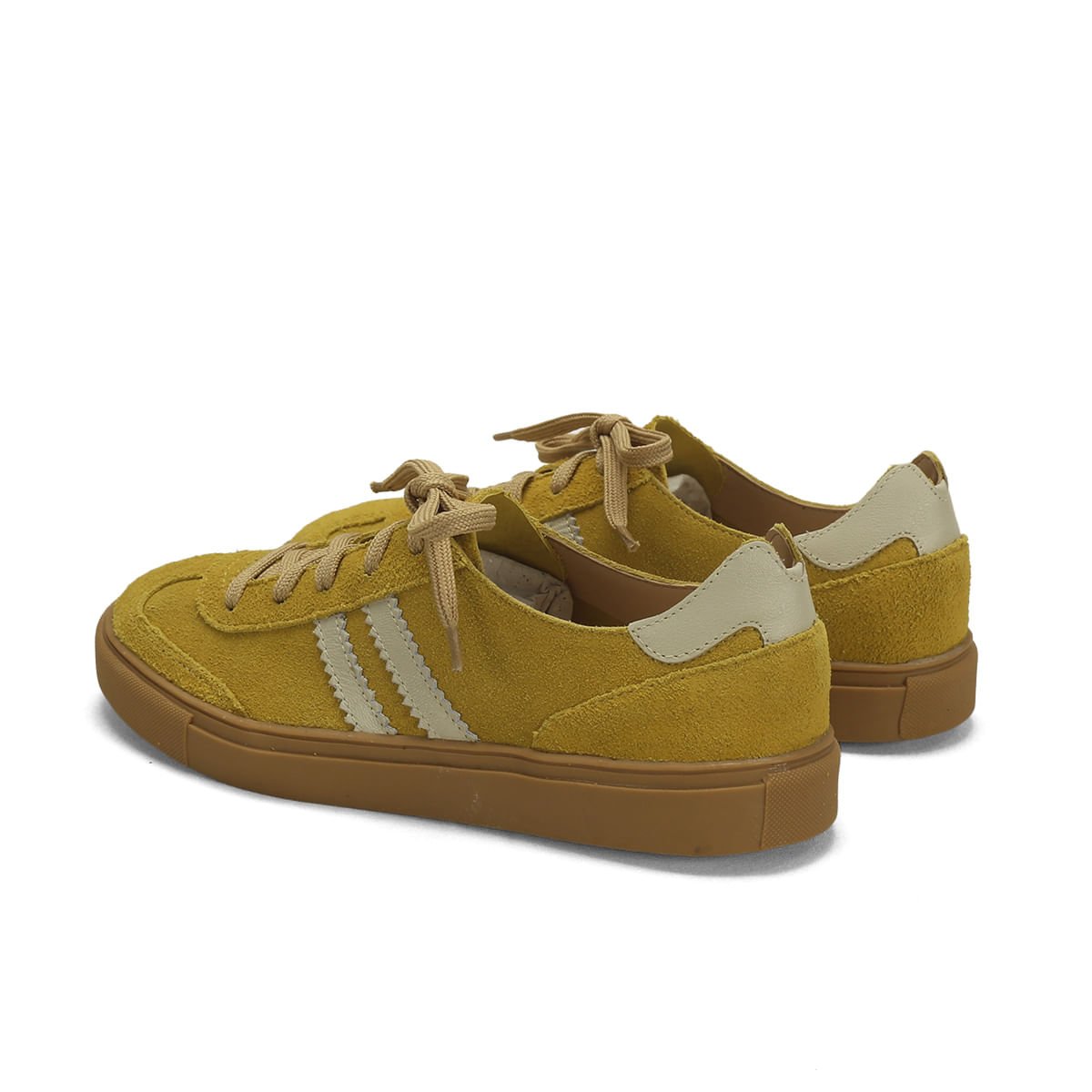 Tênis camurça couro mostarda com listra off white Amarelo 3