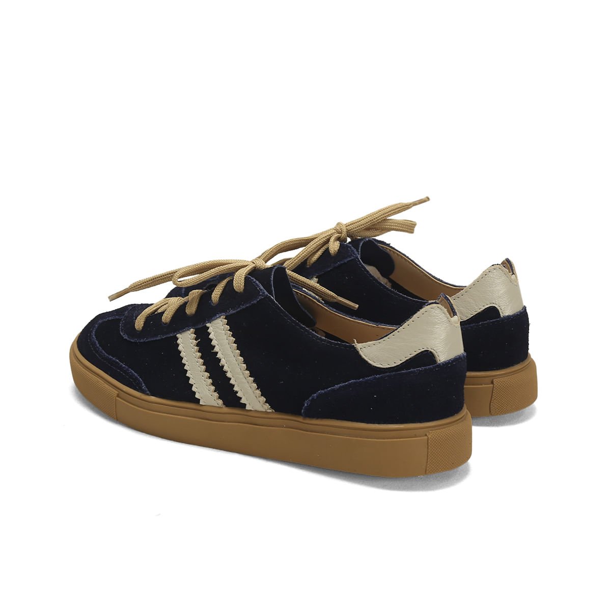 Tênis Couro Camurça Marinho Listra Off White Azul Marinho 3