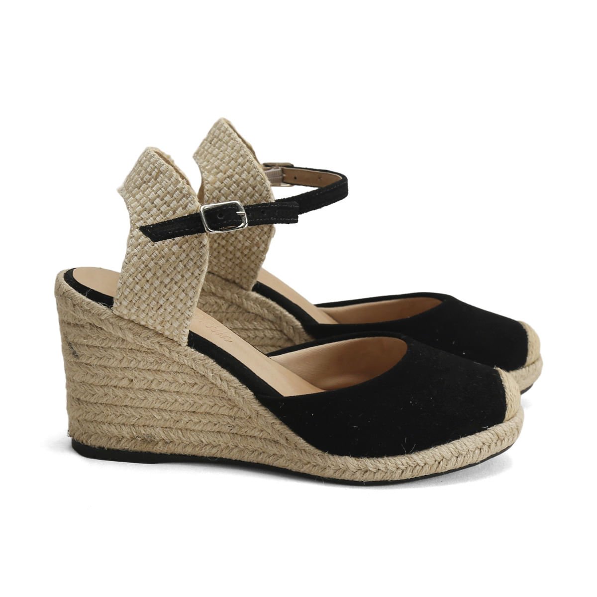 Sandália Anabela Espadrille Camurça Ana Mello 8,5cm