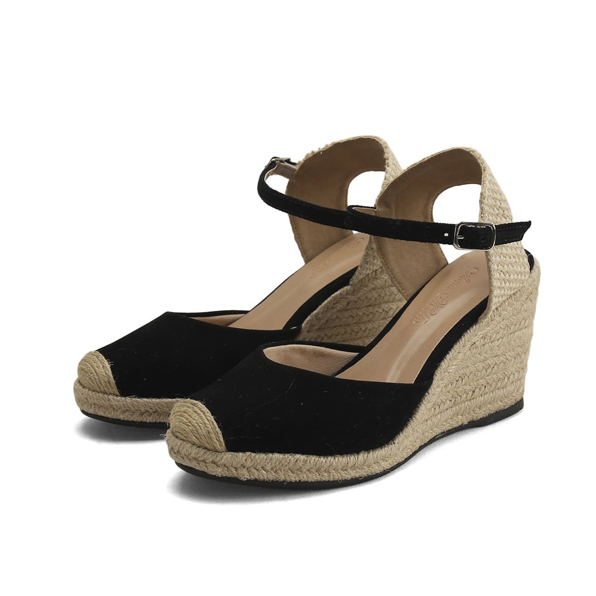 Sandália Anabela Espadrille Camurça Ana Mello 8,5cm Preto 2