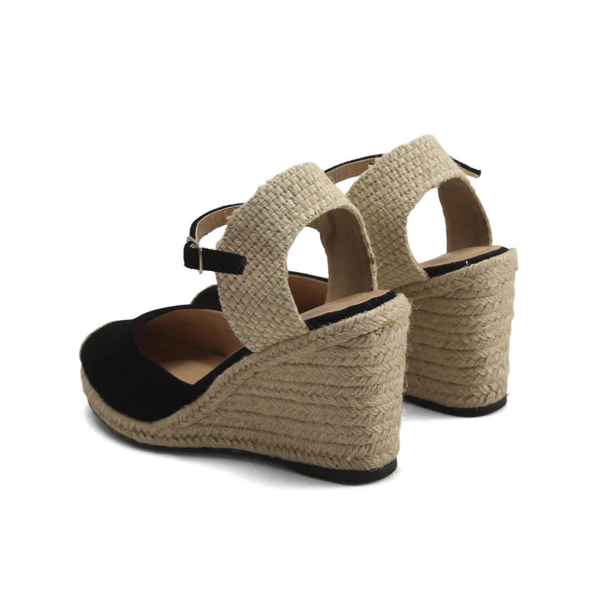 Sandália Anabela Espadrille Camurça Ana Mello 8,5cm Preto 3