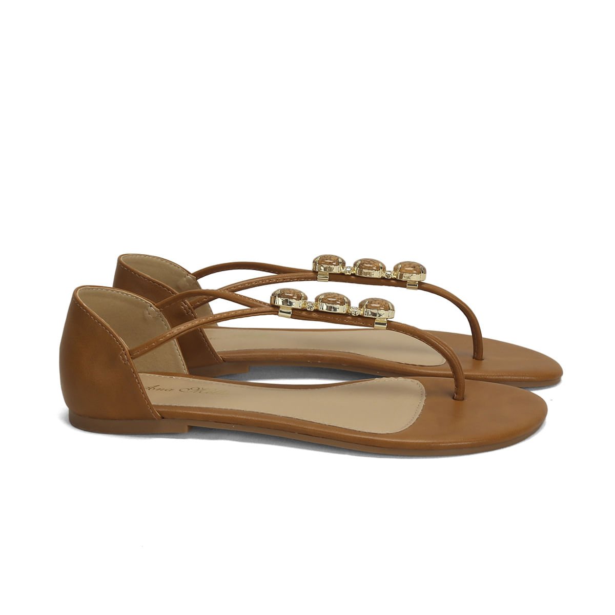 Rasteira Pedrarias Marmorizadas Caramelo Confortável