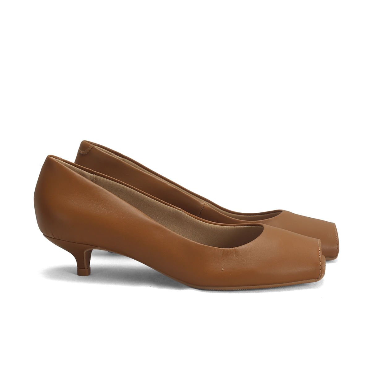 Peep Toe de Couro com Salto Baixo Conforto Ana Mello