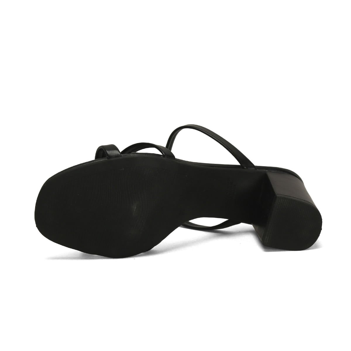 Sandália Salto Bloco Corações Preta Napa 7,5cm Preto 5