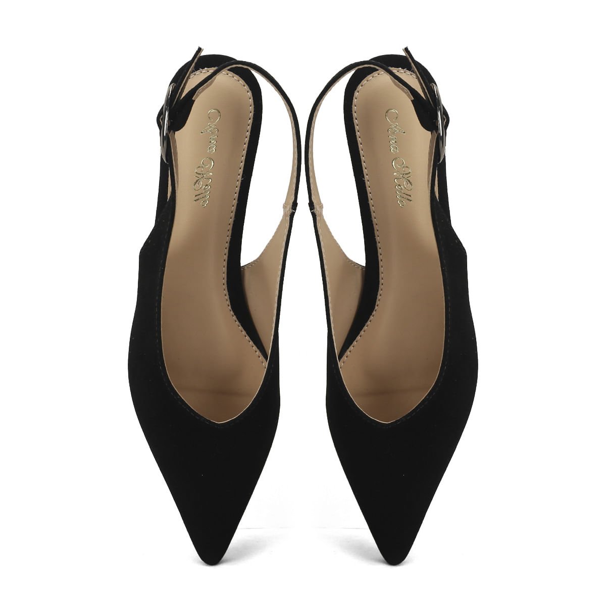 Sapatilha Slingback Camurça Preta 1cm Preto 2