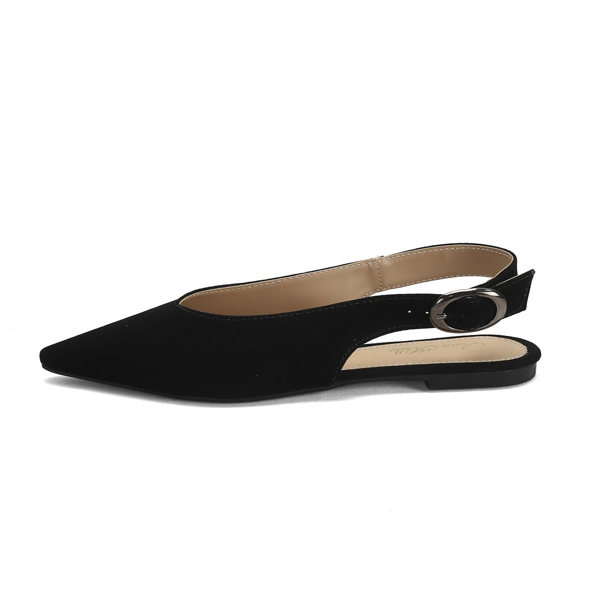 Sapatilha Slingback Camurça Preta 1cm Preto 4