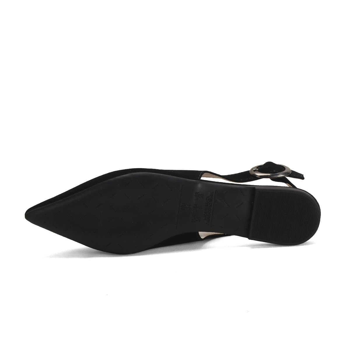 Sapatilha Slingback Camurça Preta 1cm Preto 5
