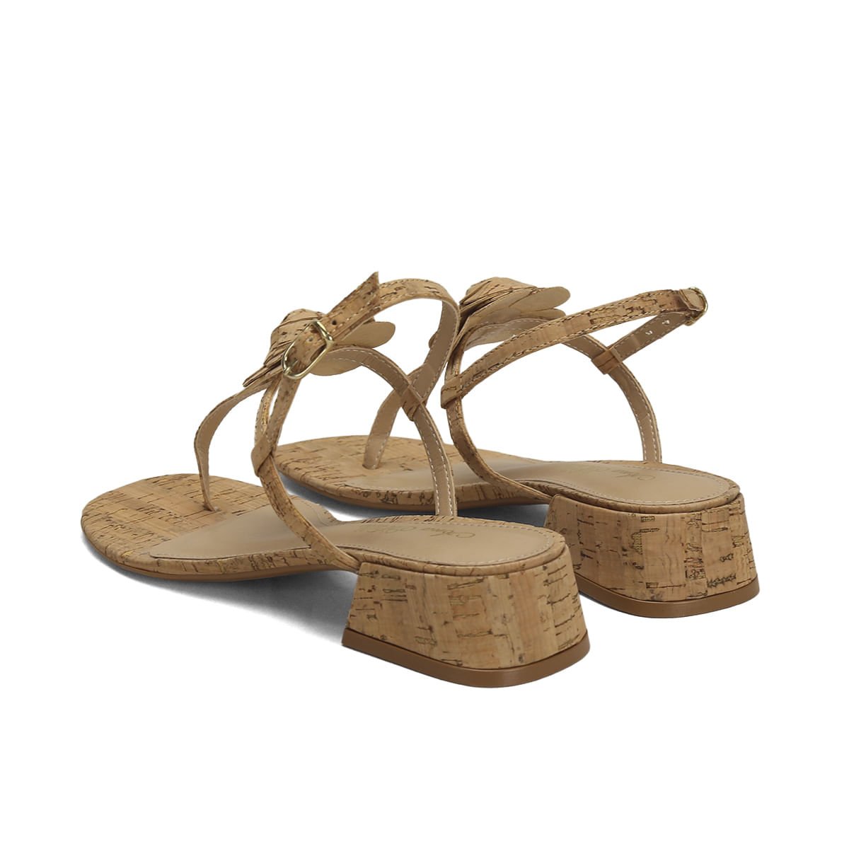 Sandália Cortiça Flor 4cm Confortável Casual Bege 3