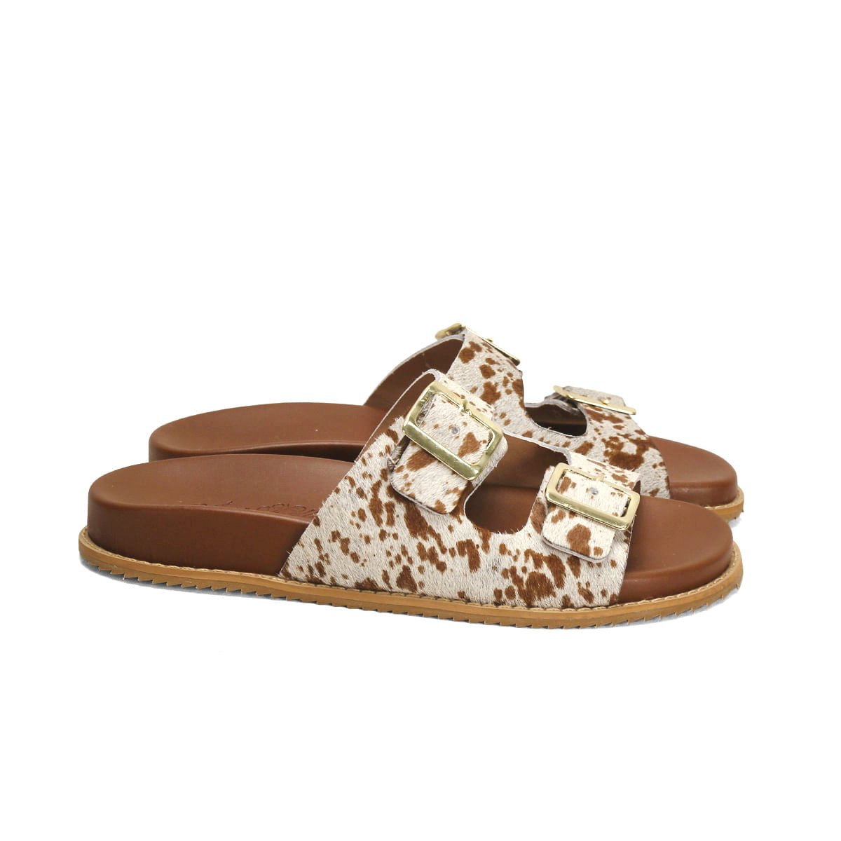 Papete Couro Vaquinha Fivelas 2,5cm