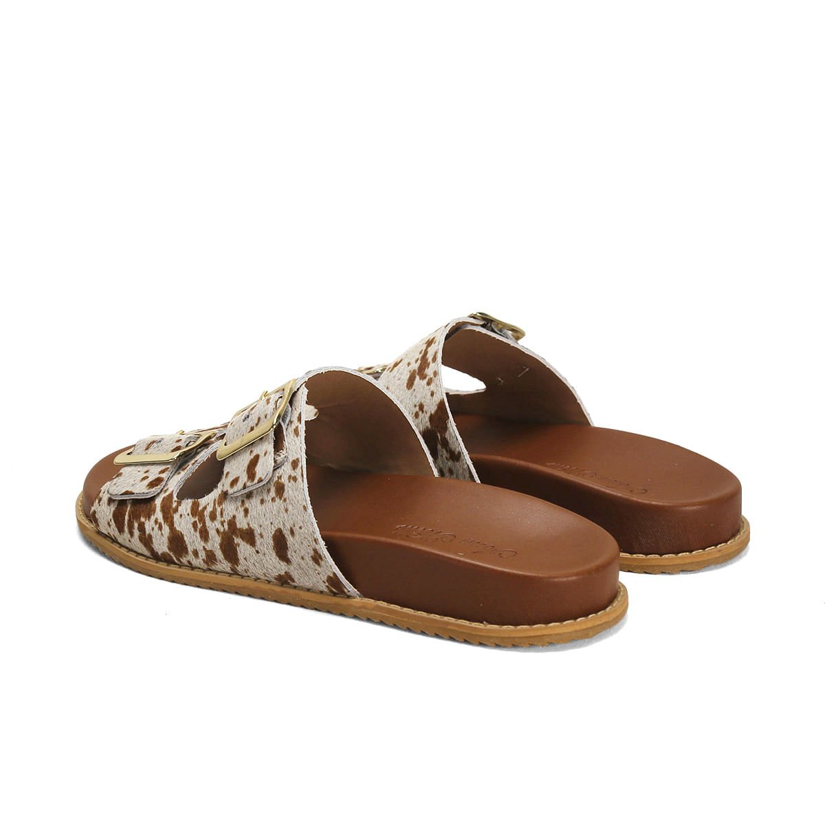 Papete Couro Vaquinha Fivelas 2,5cm Animal Print 3