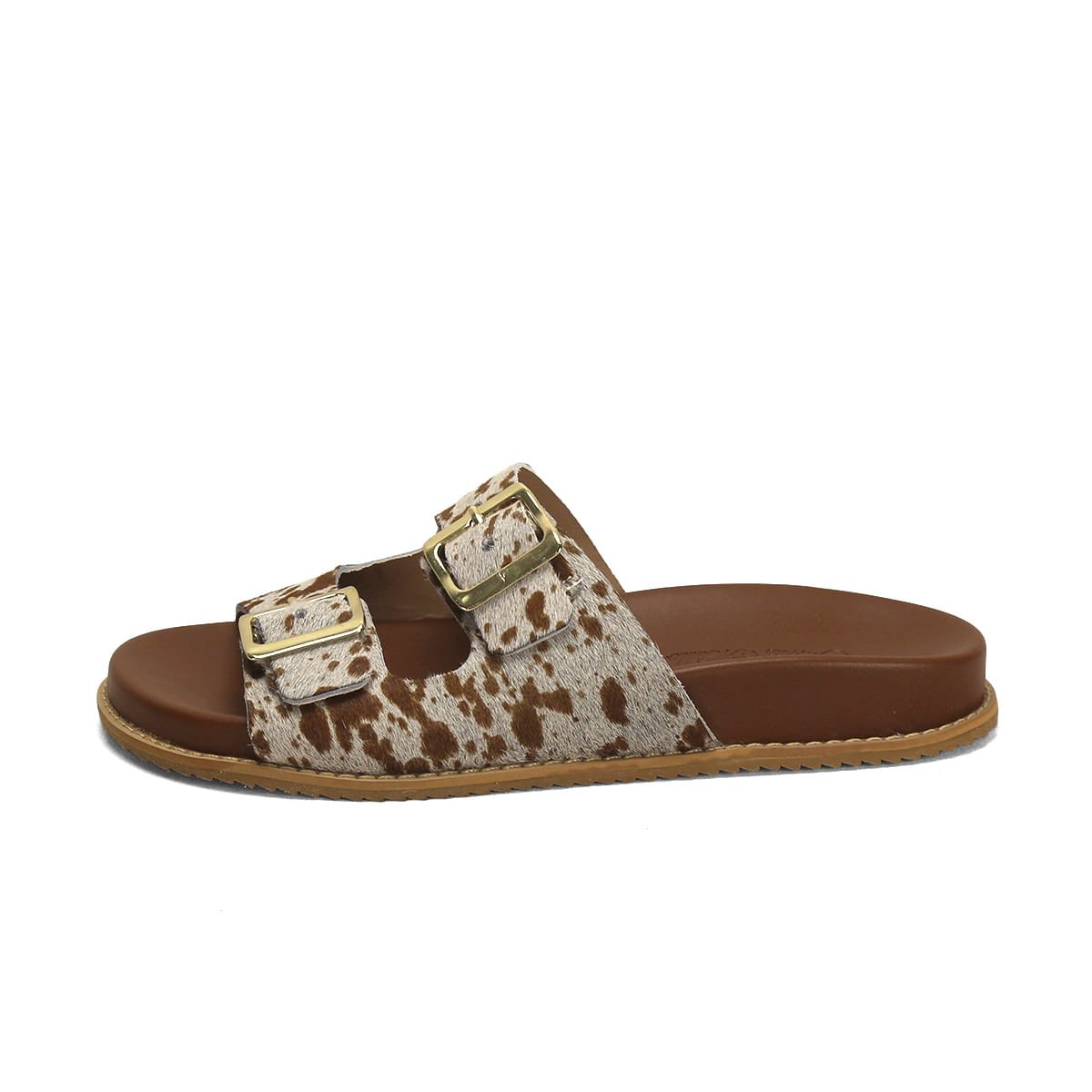 Papete Couro Vaquinha Fivelas 2,5cm Animal Print 4