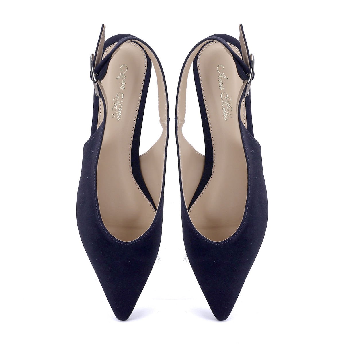 Sapatilha Slingback Camurça Azul Marinho 1cm Azul Marinho 2