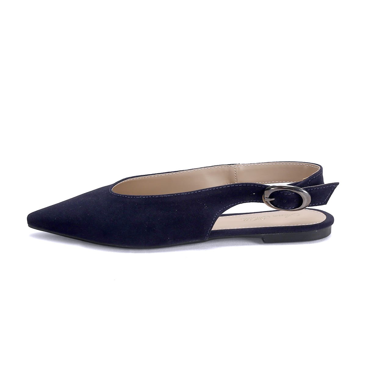 Sapatilha Slingback Camurça Azul Marinho 1cm Azul Marinho 4