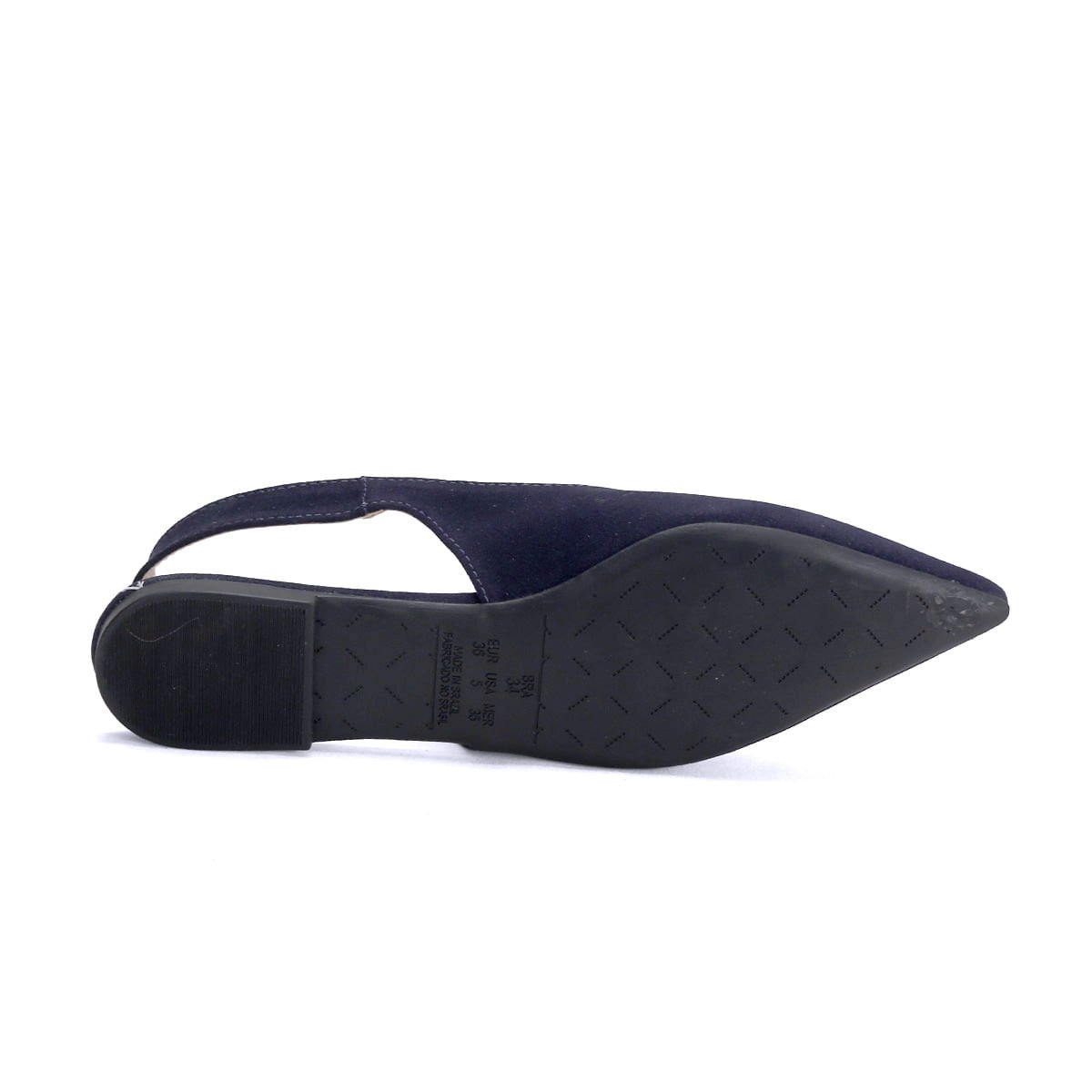 Sapatilha Slingback Camurça Azul Marinho 1cm Azul Marinho 5