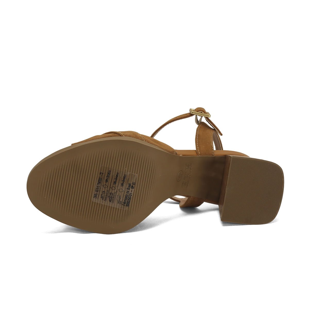 Sandália Boho Camurça Caramelo Salto 7cm Marrom 5