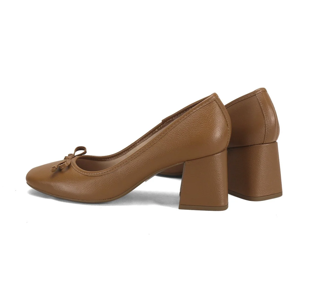 Sapato de Couro com Salto Bloco Conforto Ana Mello Bege 3