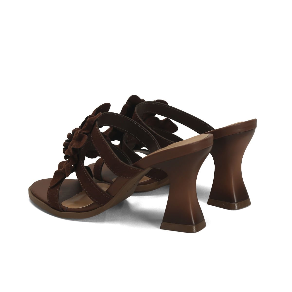 Sandália Maxi Flor Camurça Café 9cm Marrom 3