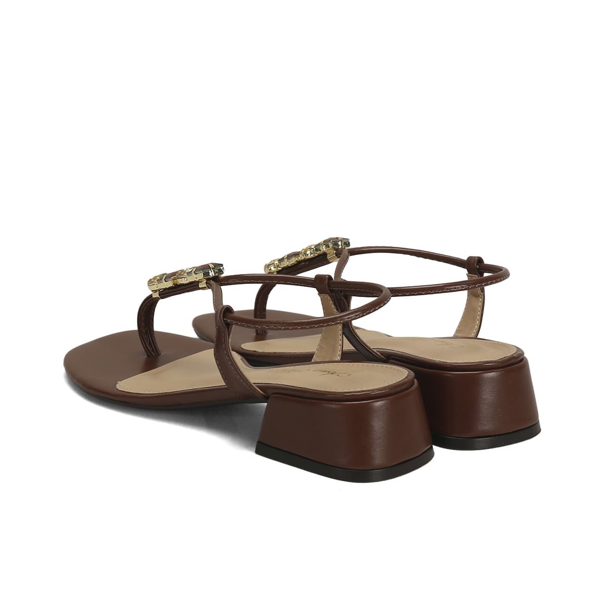 Sandália Pedraria Café Salto 4cm Confortável Marrom 3