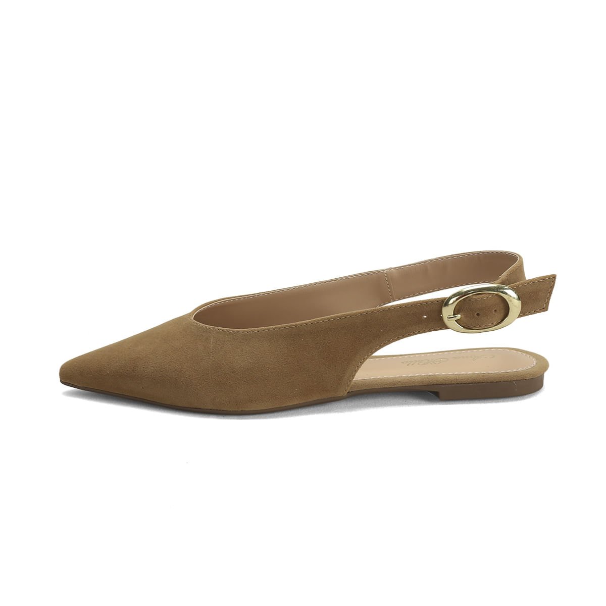 Sapatilha Slingback Camurça Amêndoa 1cm Bege 4