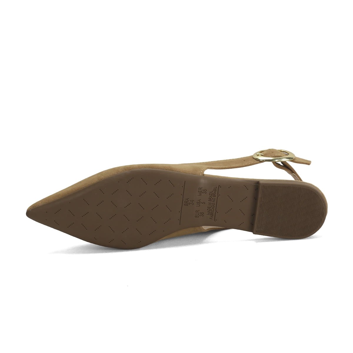 Sapatilha Slingback Camurça Amêndoa 1cm Bege 5