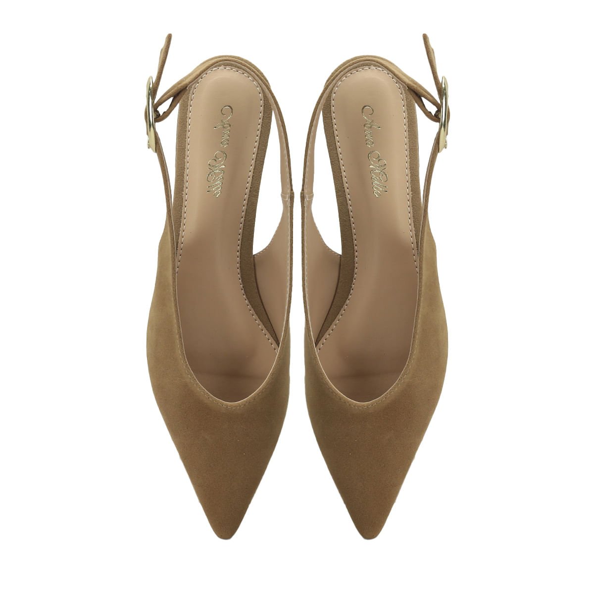 Sapatilha Slingback Camurça Amêndoa 1cm Bege 2