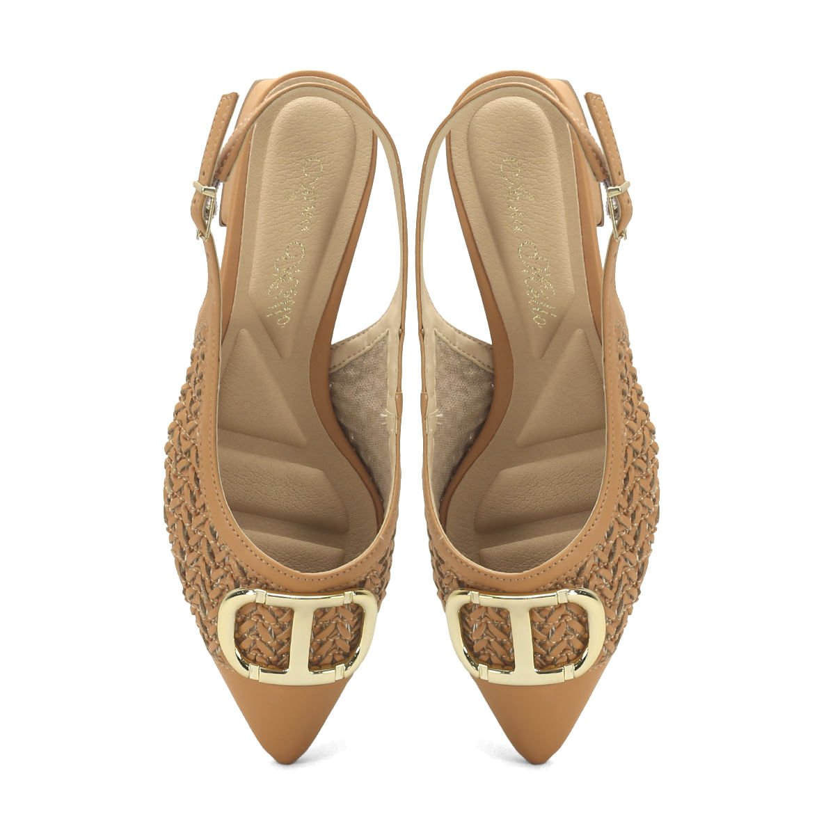 Scarpin Slingback Caramelo Napa 3cm Bege 2