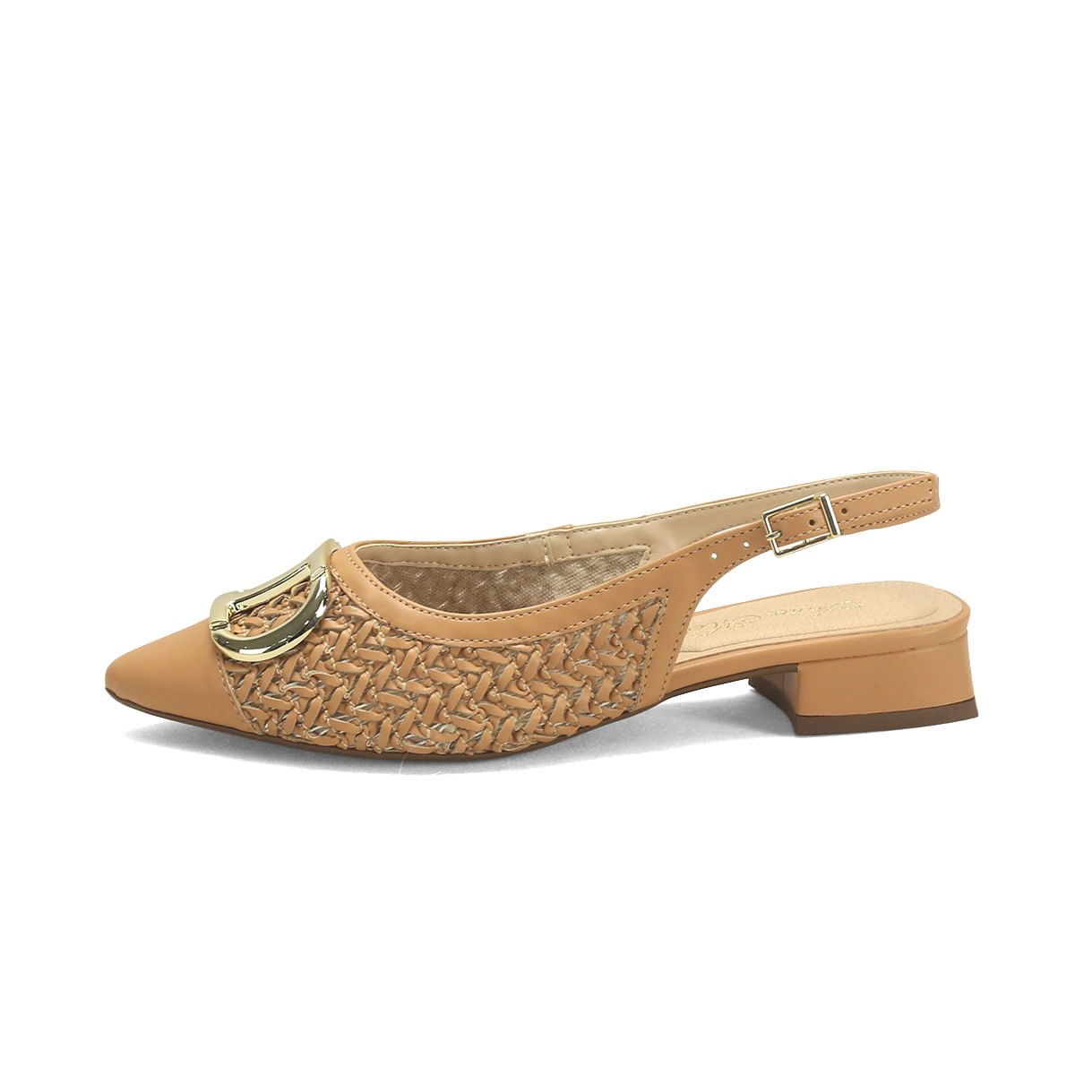 Scarpin Slingback Caramelo Napa 3cm Bege 3