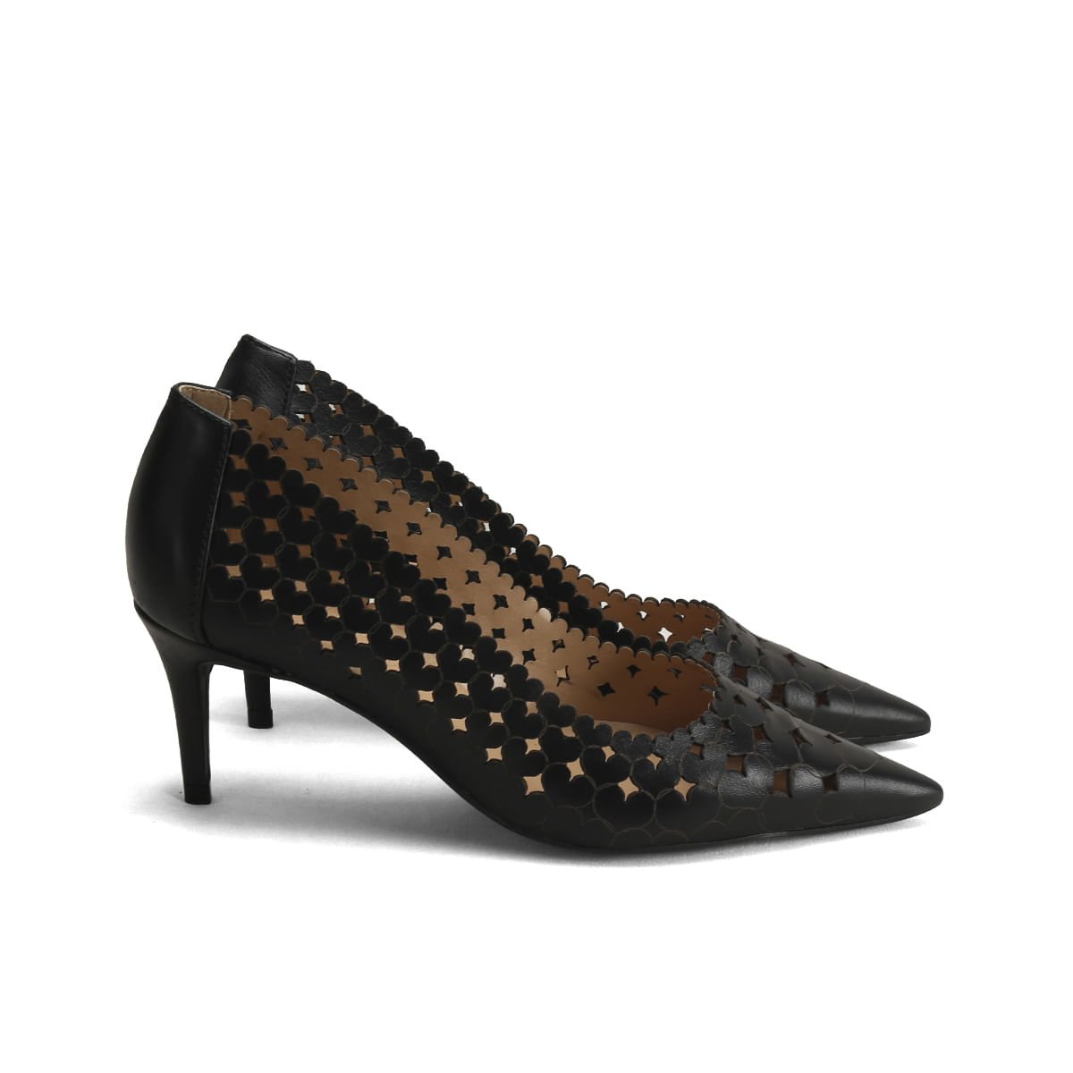 Scarpin de Couro com Detalhes Vazados Laser Ana Mello