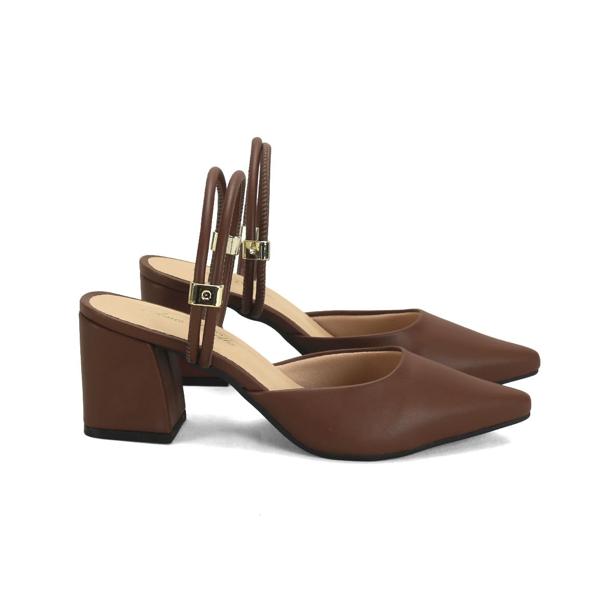 Scarpin Feminino Café Calce Fácil Napa Salto