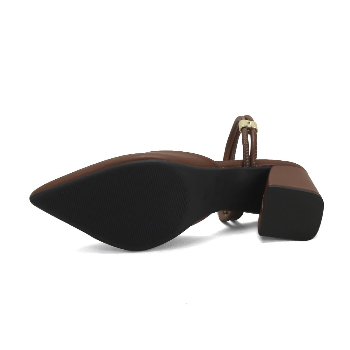 Scarpin Feminino Café Calce Fácil Napa Salto Marrom 5
