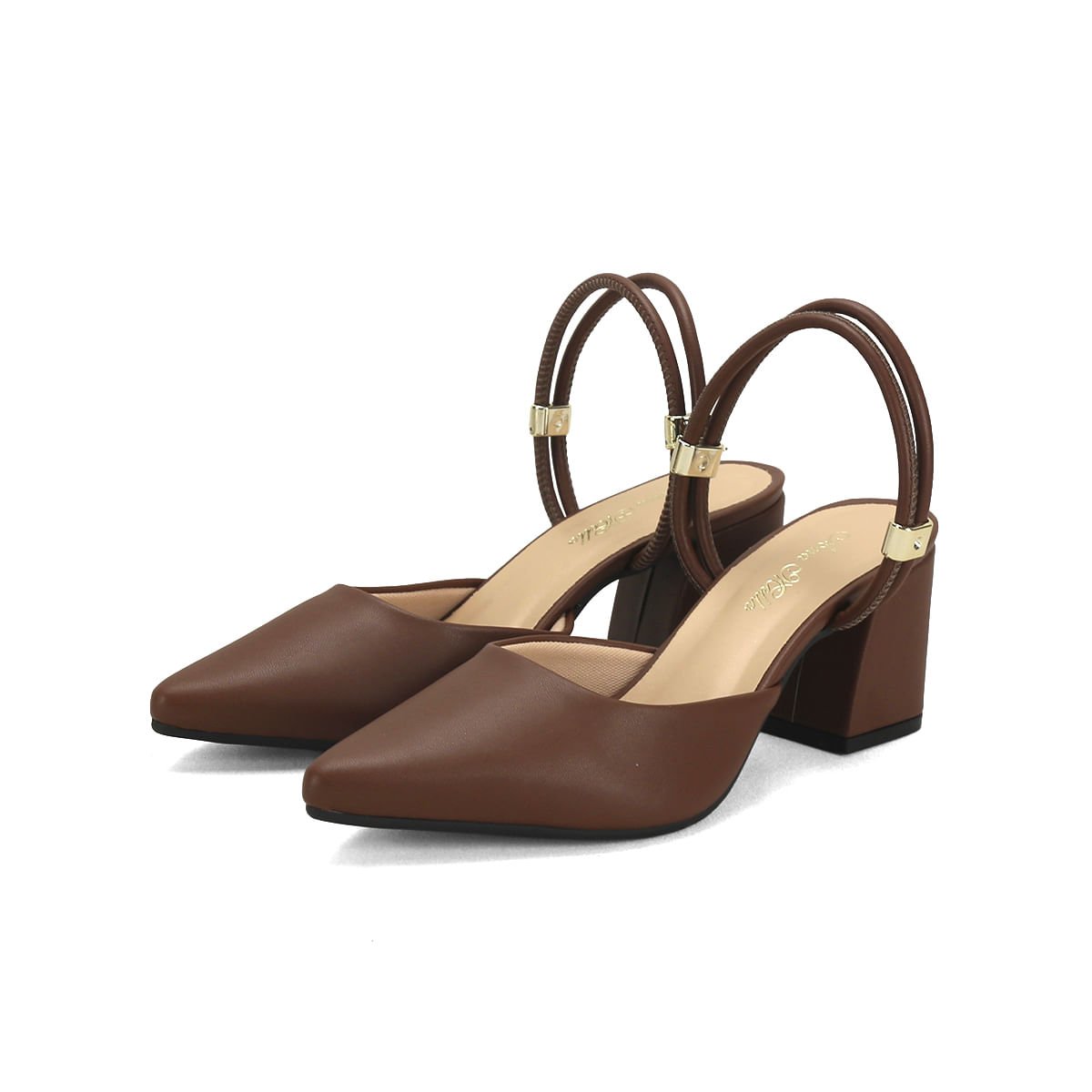 Scarpin Feminino Café Calce Fácil Napa Salto Marrom 2