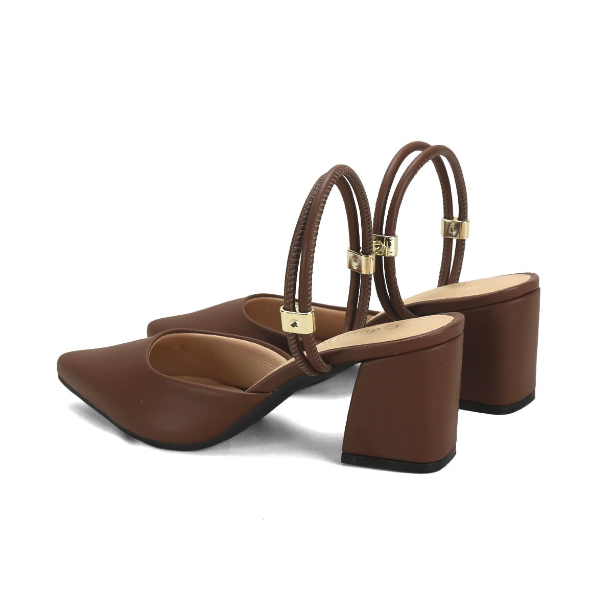 Scarpin Feminino Café Calce Fácil Napa Salto Marrom 3
