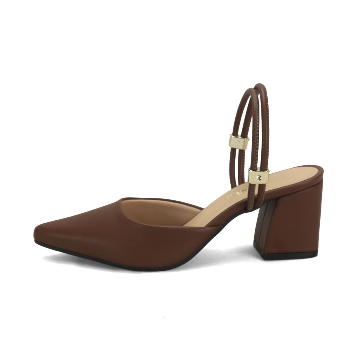 Scarpin Feminino Café Calce Fácil Napa Salto Marrom 4