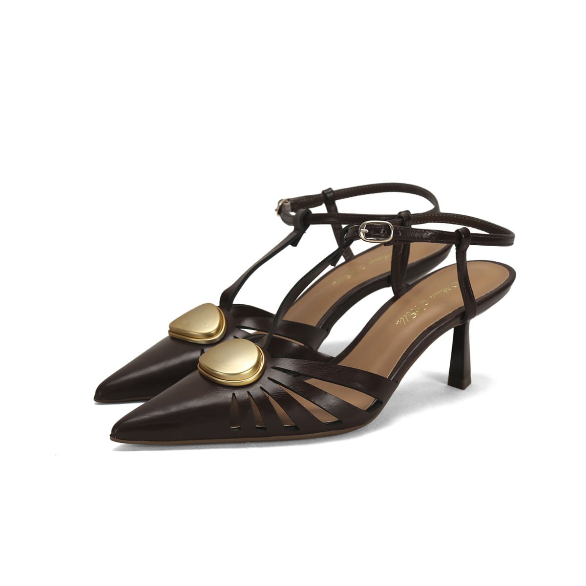 Scarpin Napa Café Metal Fosco Salto 8cm Café 2