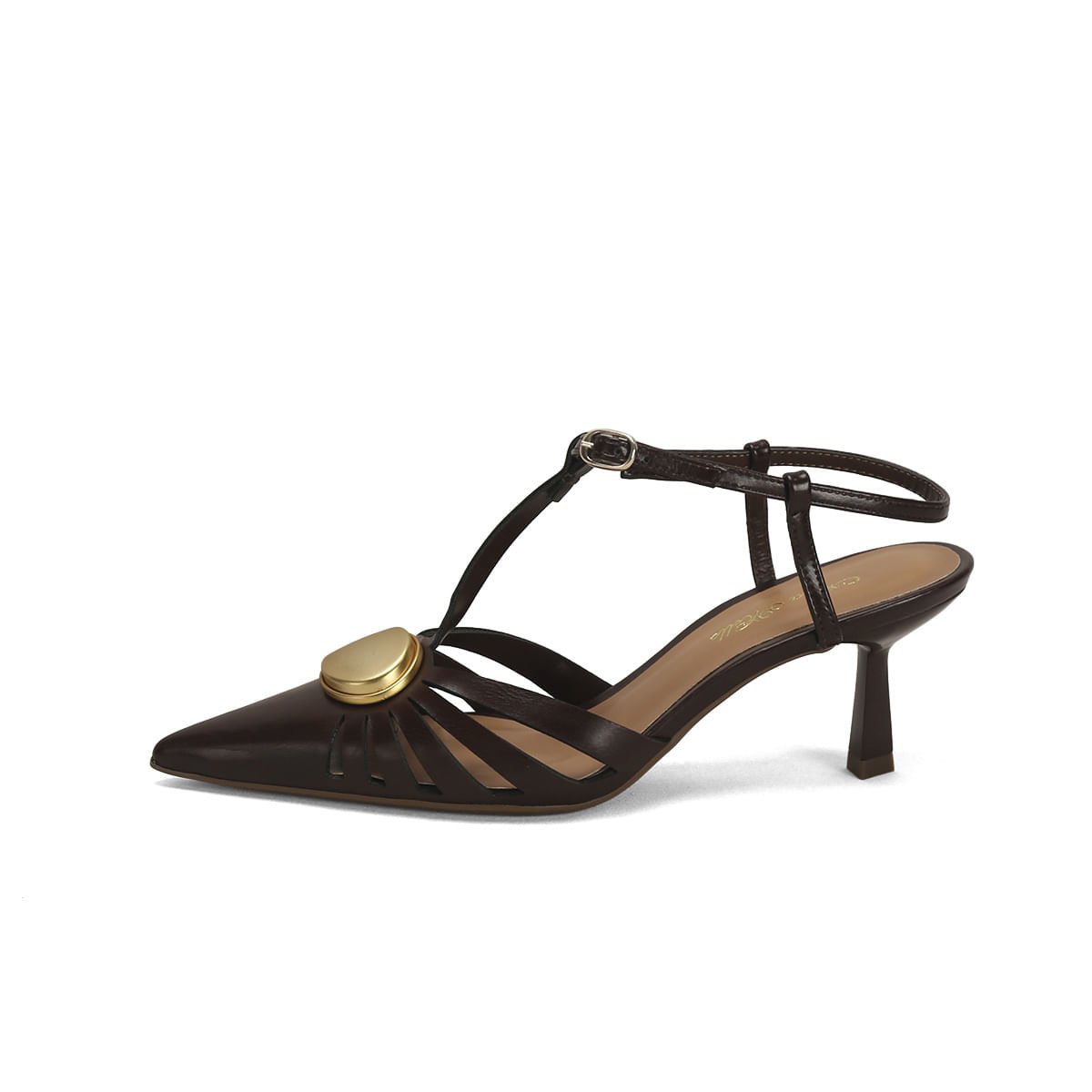 Scarpin Napa Café Metal Fosco Salto 8cm Café 4