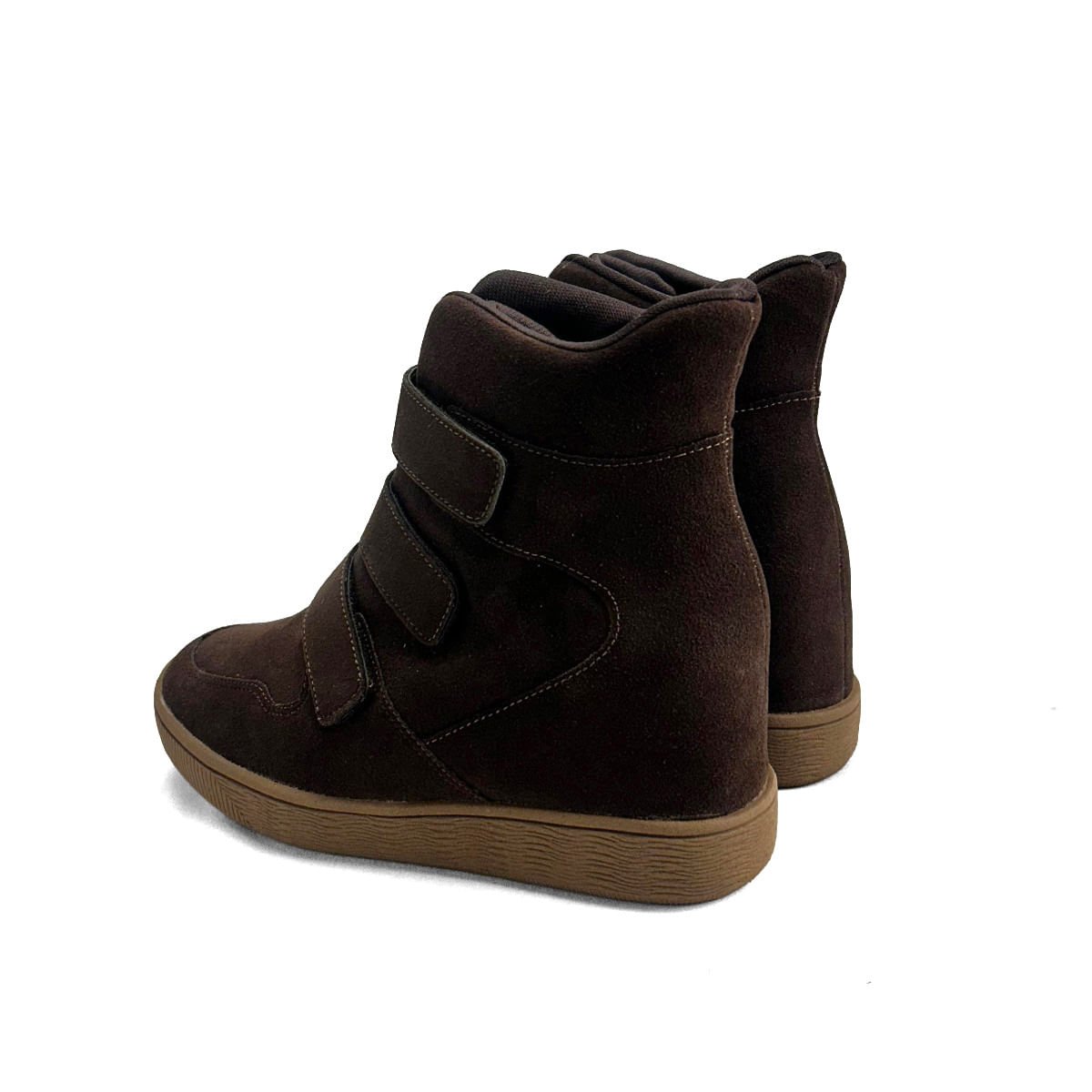 Sneaker Camurça Salto Plataforma Café Café 3